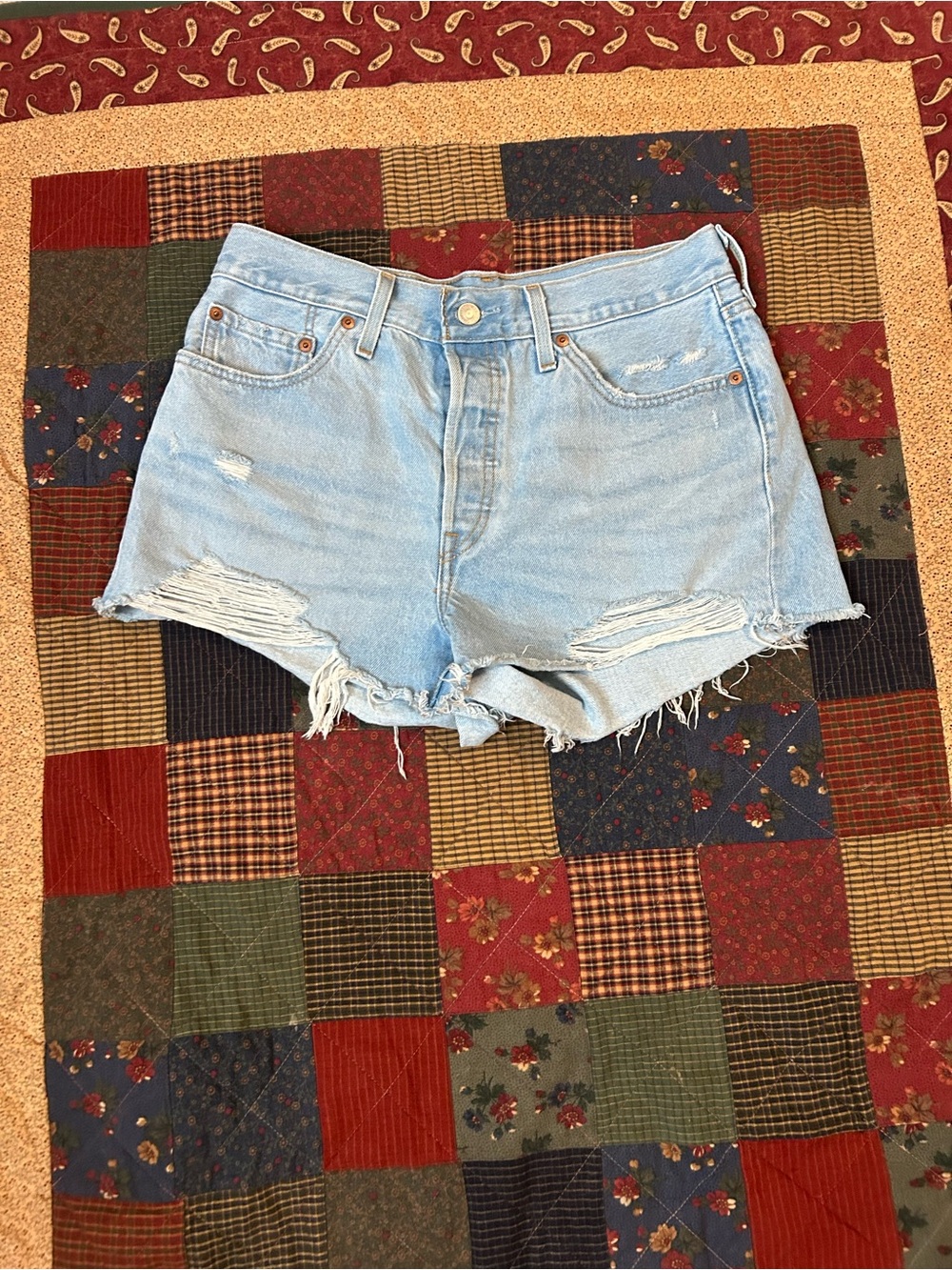 Levi’s Light Wash Distressed Denim Shorts - Women Size 29